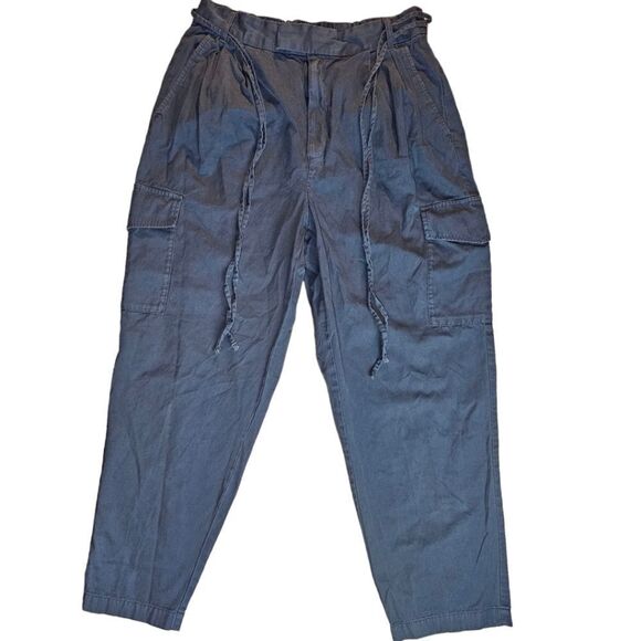 Gap High Rise Straight Leg Charcoal Cargo Pants - Picture 1 of 7